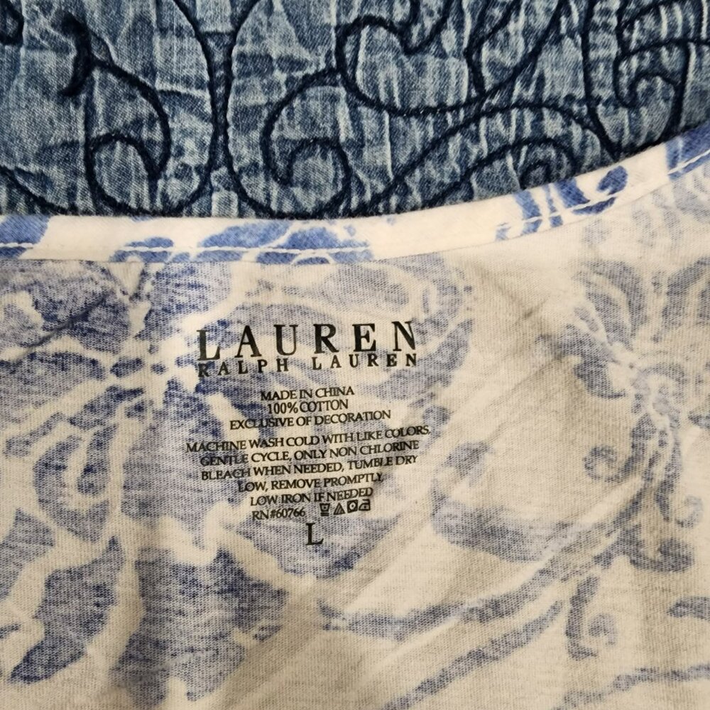 Ralph Lauren Blue Toile Women's Sleep Shirt | Large - Picture 3 of 3